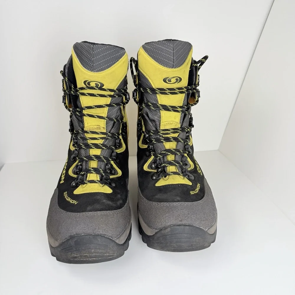 Salomon Men's 9 Hiking Mountaineering Boots Black Yellow Contagrip 27.5cm